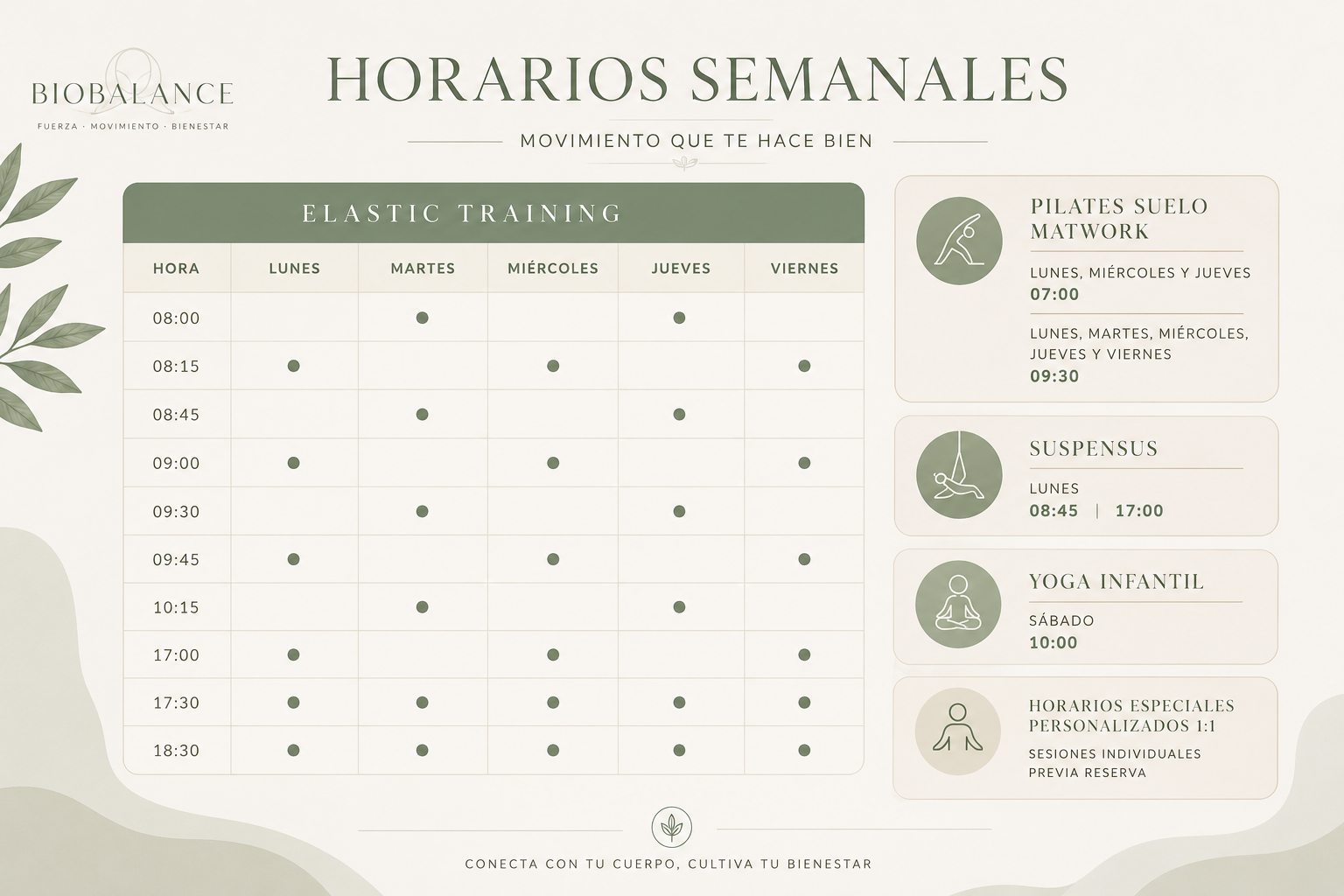 Calendario de Clases StudioValente